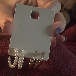 Pearl and Gold Hoop Earrings by [Brand]